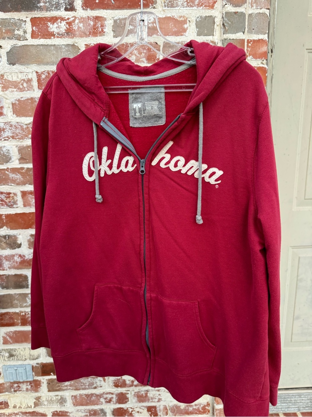 Oklahoma Red Full Zip Hoodie Jacket Graphic Script Gameday 2XL